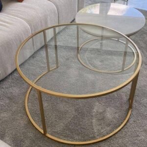 2 tables gigognes en marbre et en verre “ROME”