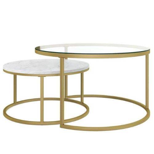2 tables gigognes en marbre et en verre “ROME”