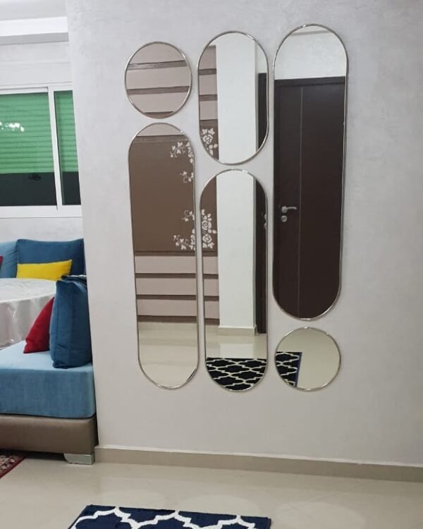 Ensemble 6 miroir murale cadre laiton