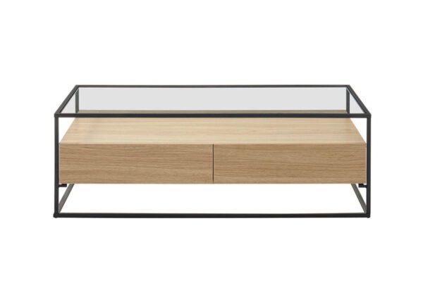 Table basse chêne et verre rectangulaire Sofiane – Image 4