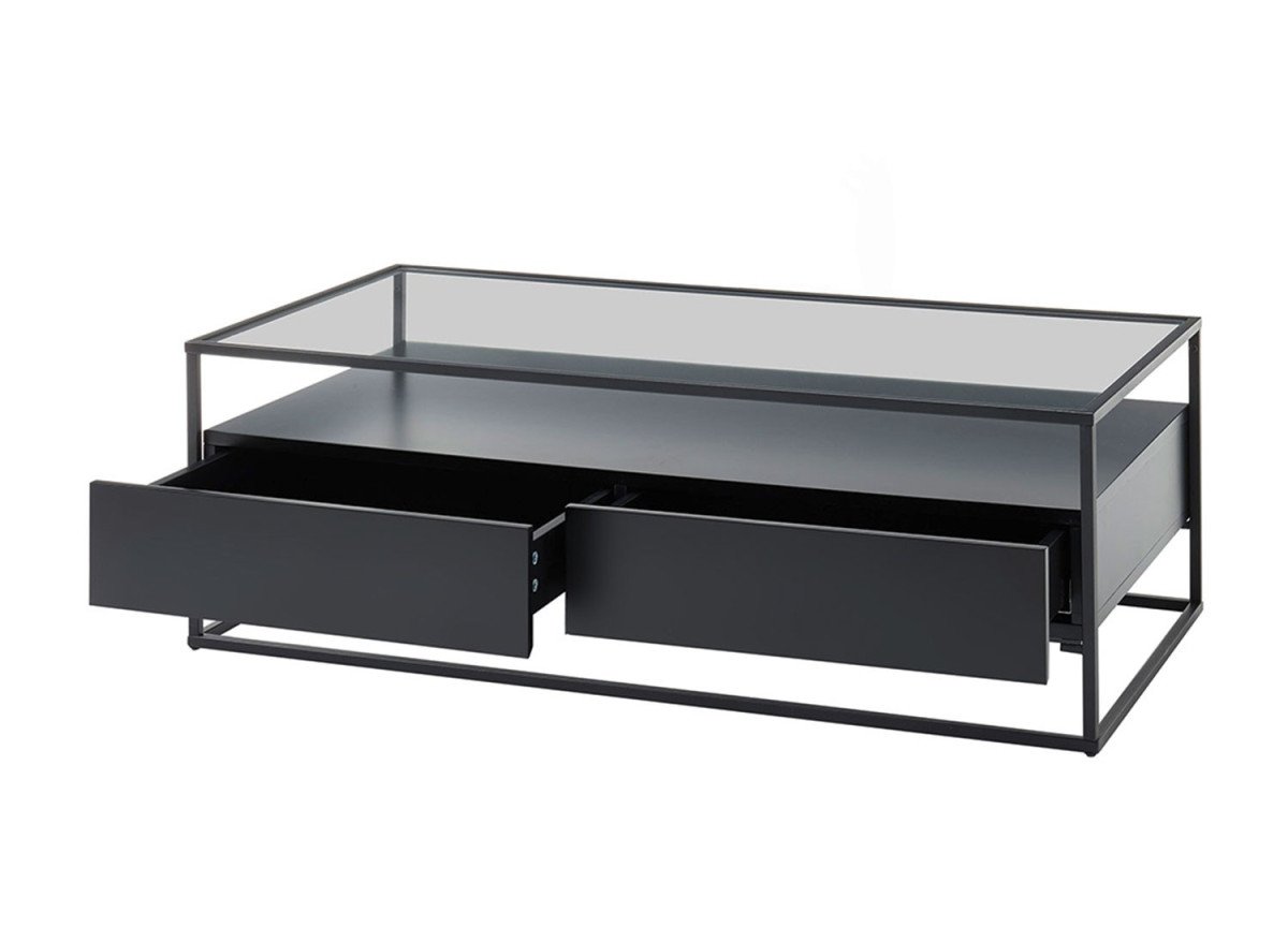 Table basse chêne et verre rectangulaire Sofiane