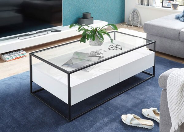 Table basse chêne et verre rectangulaire Sofiane – Image 6