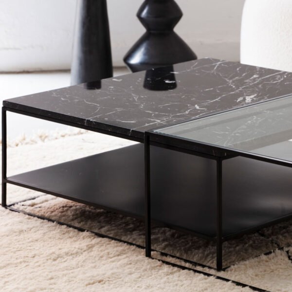 Duo de tables basses marbre noir Khénifra – Image 2