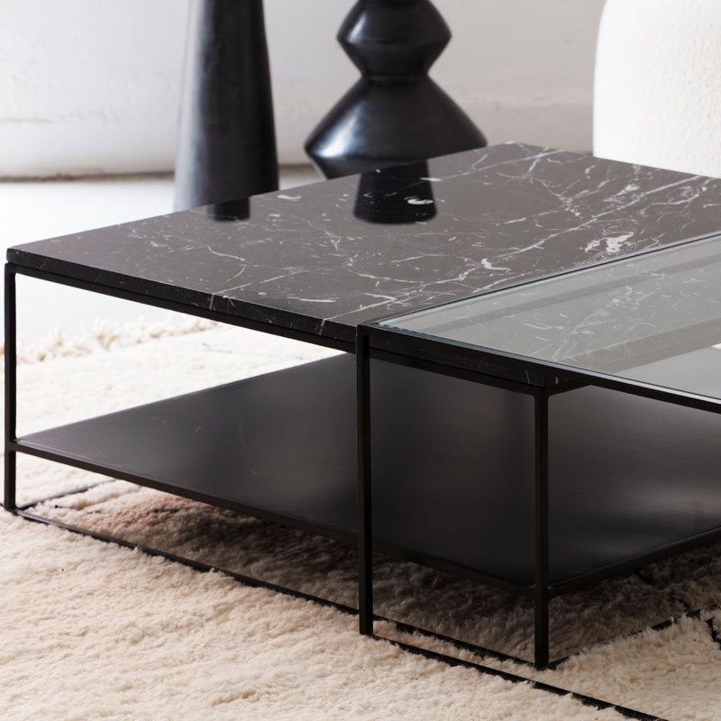 Duo de tables basses marbre noir Khénifra