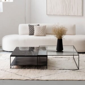 Duo de tables basses marbre noir Khénifra