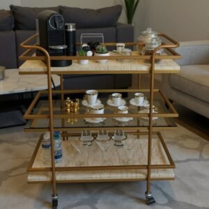 Chariot en marbre avec verre